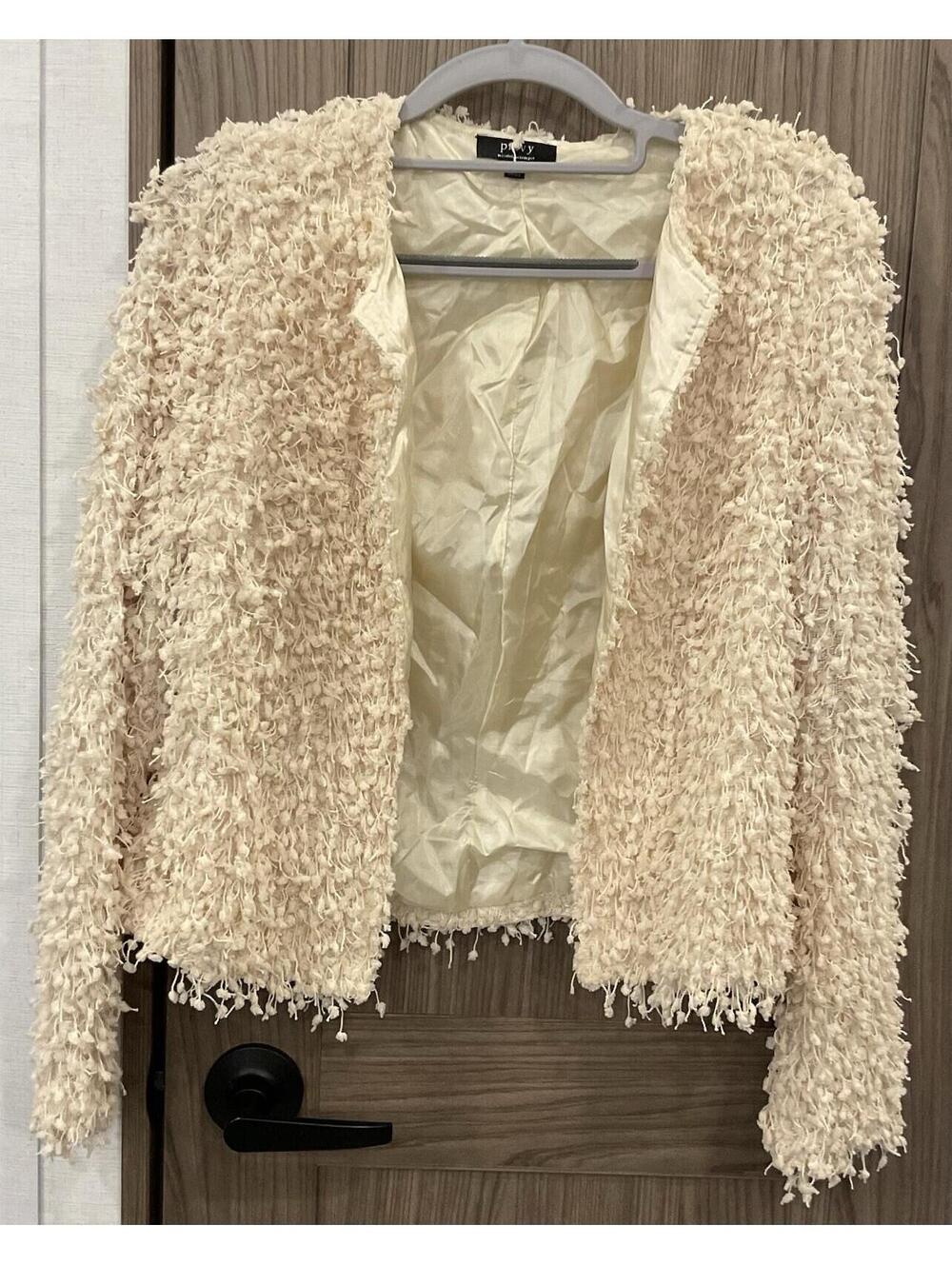 Privy Privately Privileged Womens Open Front Beige Jacket Size S